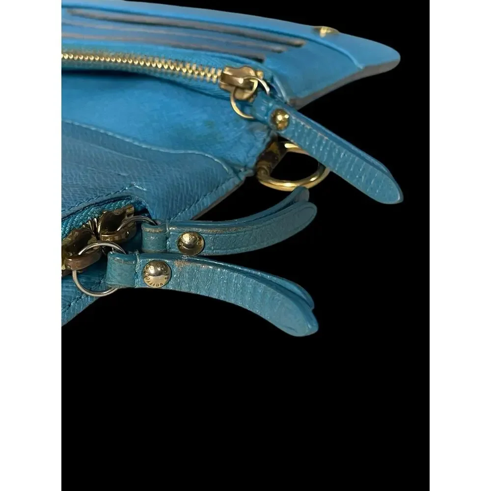Rare Authentic Louis Vuitton Sky Blue Brown Monogram Insolite Luxury Wallet COA